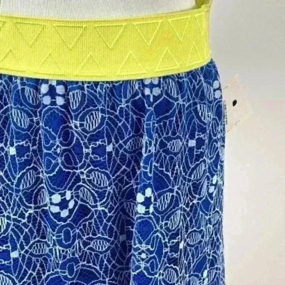 Lularoe Lola skirt L 12-14 blue yellow elastic - Picture 2 of 9